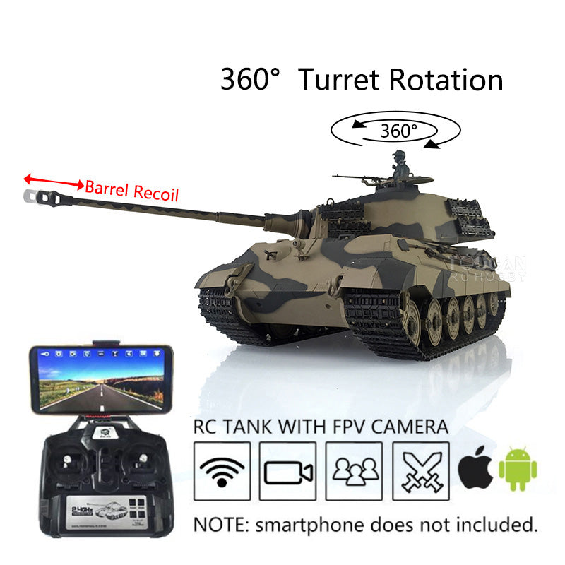 Henglong 1/16 7.0 Customized 3888A King Tiger RTR RC Tank with Barrel Recoil