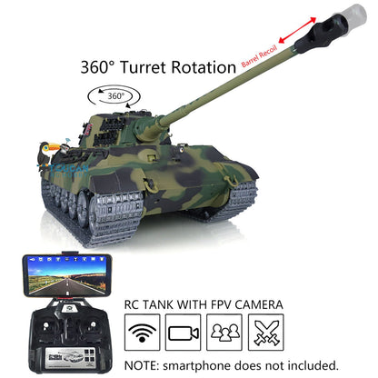 Henglong 1/16 7.0 Customized 3888A King Tiger RTR RC Tank with FPV 360 Degree Turret