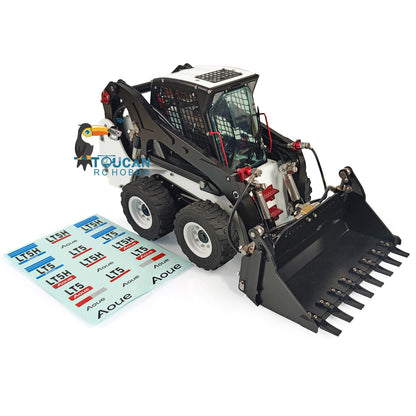 LESU 1/14 Aoue LT5H Wheeled Skid-Steer RC Hydraulic Loader Model Sound Lights Wheel Metal Sieve Bucket Gripper Hay Clamp Cleaner