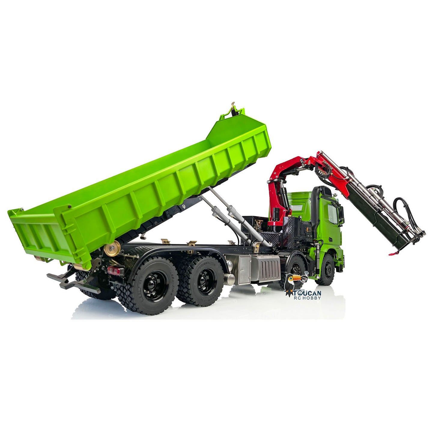 LESU 8x8 RC Hydraulic Crane Dumper Truck 1/14  Electric Tipper Car Remote Control Vehicles Pump Valve