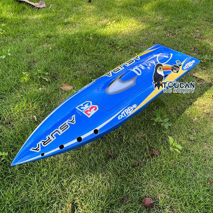 H750 Prepainted Blue White Fiber Glass Blue Electric Racing KIT RC Boat Hull Shark DIY Model for Advanced Player 750*210*120mm