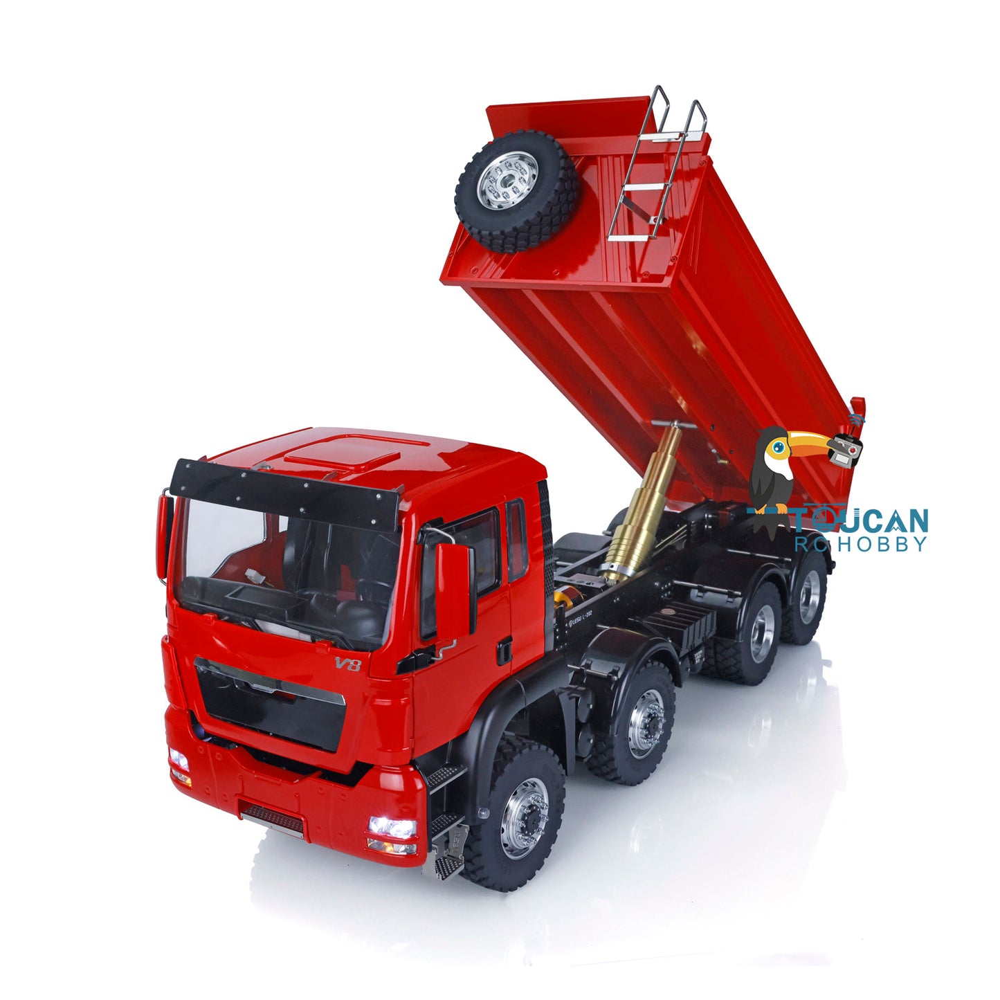 LESU 1/14 8x8 Metal Hydraulic RC Dump Truck 20130011 RTR Tipper Model FlySky I6S Radio Controller 2 Speed Transmission Brushless Motor Sound System