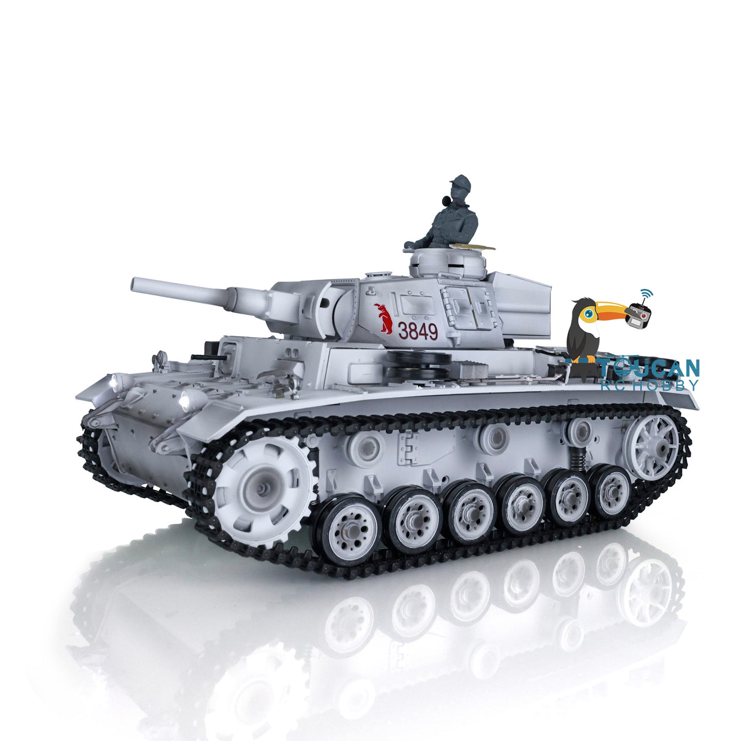 Henglong 1/16 Snow 7.0 Customized Panzer III H RTR RC Tank 3849 Metal Wheels Tracks Barrel Radio Controller 360 Degree Turret Rotation Infrared Combating Transmitter Receiver