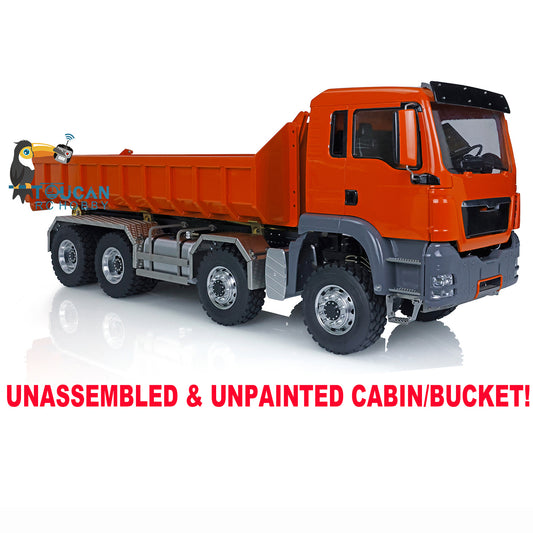 BEST SELLING LESU 1/14 TGS 8*8 Hydraulic Dumper RC Truck Roll On/Off Tipper Dump Finished Chassis for TAMIYE Trucks Upgrade