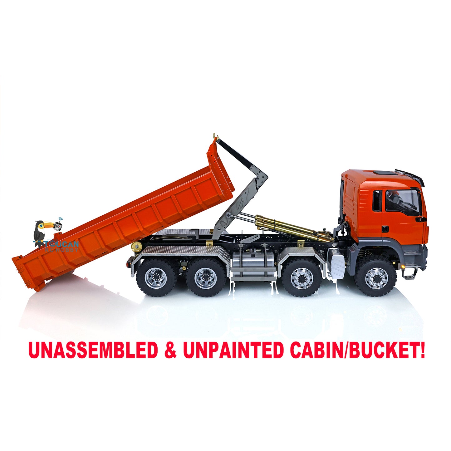 BEST SELLING IN STOCK LESU 1/14 TGS 8*8 Hydraulic Dumper RC Truck Roll On/Off Tipper Dump Finished Chassis for TAMIYE Trucks Upgrade