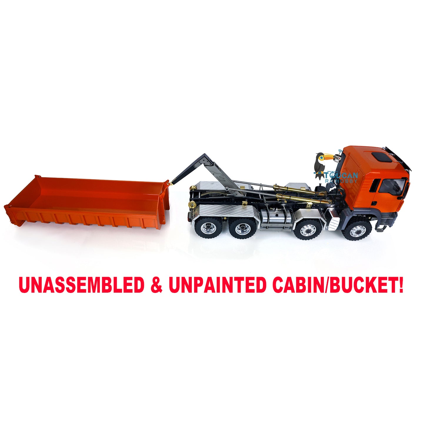 BEST SELLING IN STOCK LESU 1/14 TGS 8*8 Hydraulic Dumper RC Truck Roll On/Off Tipper Dump Finished Chassis for TAMIYE Trucks Upgrade