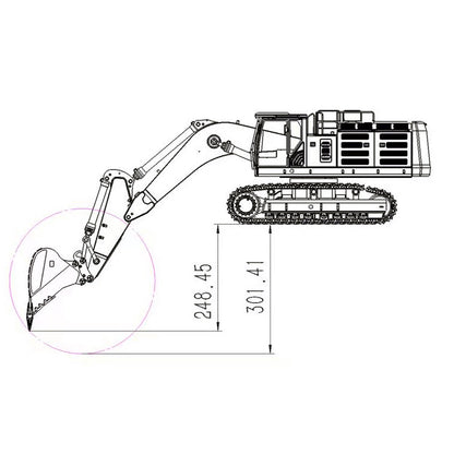 Toucanhobby C374 1/14 Metal RC RTR Hydraulic Excavator Brushless Motor Quick Coupler Light Sound FlySky I6S Controller for Construction Model Collectors