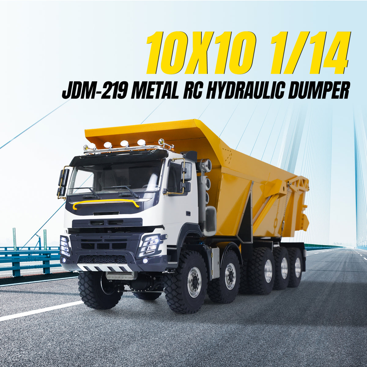 TOUCAN RC HOBBY JDModel 219 1/14 Metal Radio Controlled Hydraulic Dumper Truck 10X10 RC Tipper 3Speed Axles Transfer Case Differential Locks