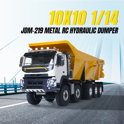 TOUCAN RC HOBBY JDModel 219 1/14 Metal Radio Controlled Hydraulic Dumper Truck 10X10 RC Tipper 3Speed Axles Transfer Case Differential Locks