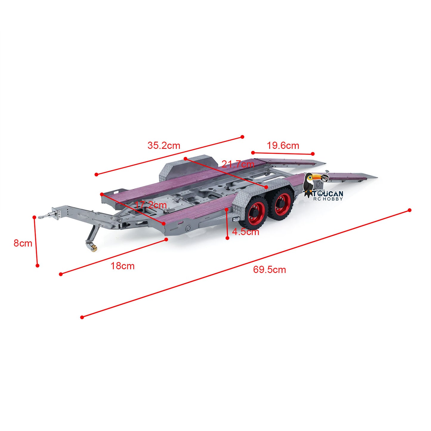 JDM-228 1/14 Metal Extendable Multifunction Gooseneck Trailer KIT for JDMODEL RC Hydraulic Excavator LR920 LR914 ZW370 Loader