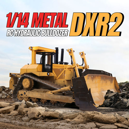 JDModel 98Ultra 1/14 RC Metal Bulldozer 4CH Valve Hydraulic Construction Vehicle FlySky ST8 Radio Controller Sound Light System for Hobby Collectors