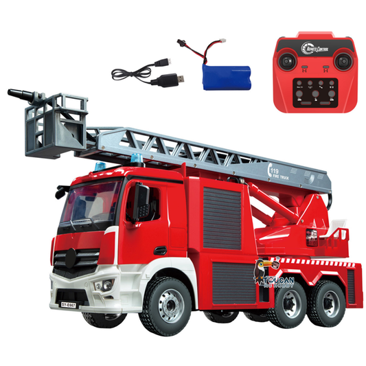 TOUCAN RC HOBBY Double E E667 003 1/20 Electric Remote Control Snozzle Ladder Fire Truck Plastic RC Model Vehicle Metal Ladder 6 Motors