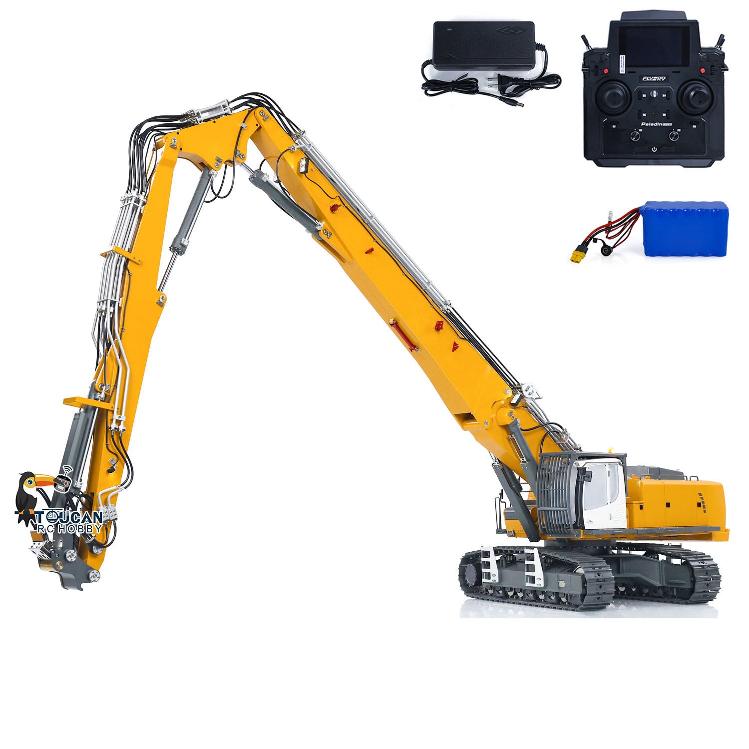 Front view of K970-300 hydraulic demolition machine for RC hobby use
