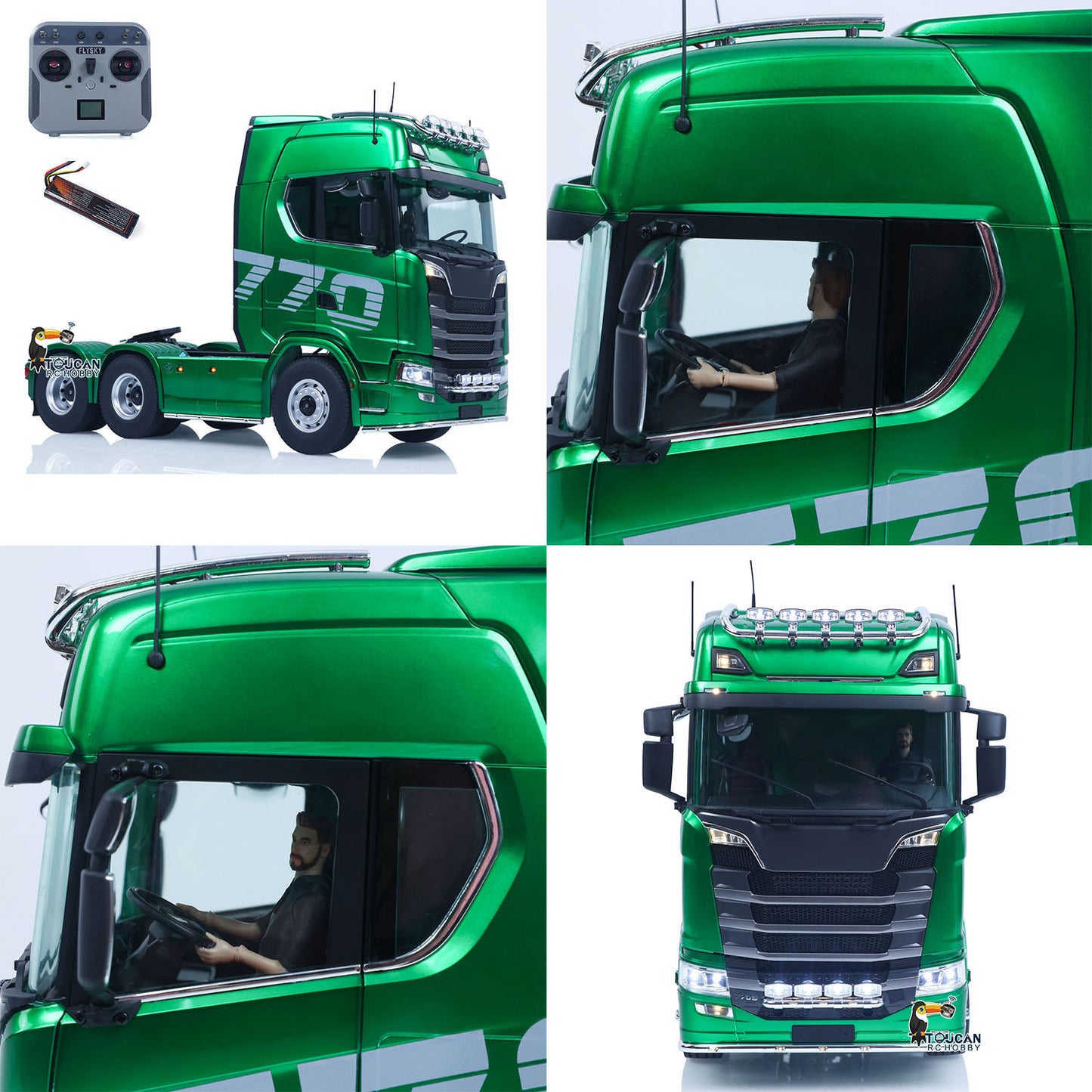 In Stock 1/14 KABOLITE 6*6 Remote Control Tractor Truck 770S 2Speed Gearbox Axle Locks Electric Windshield Wiper Openable Door RTR