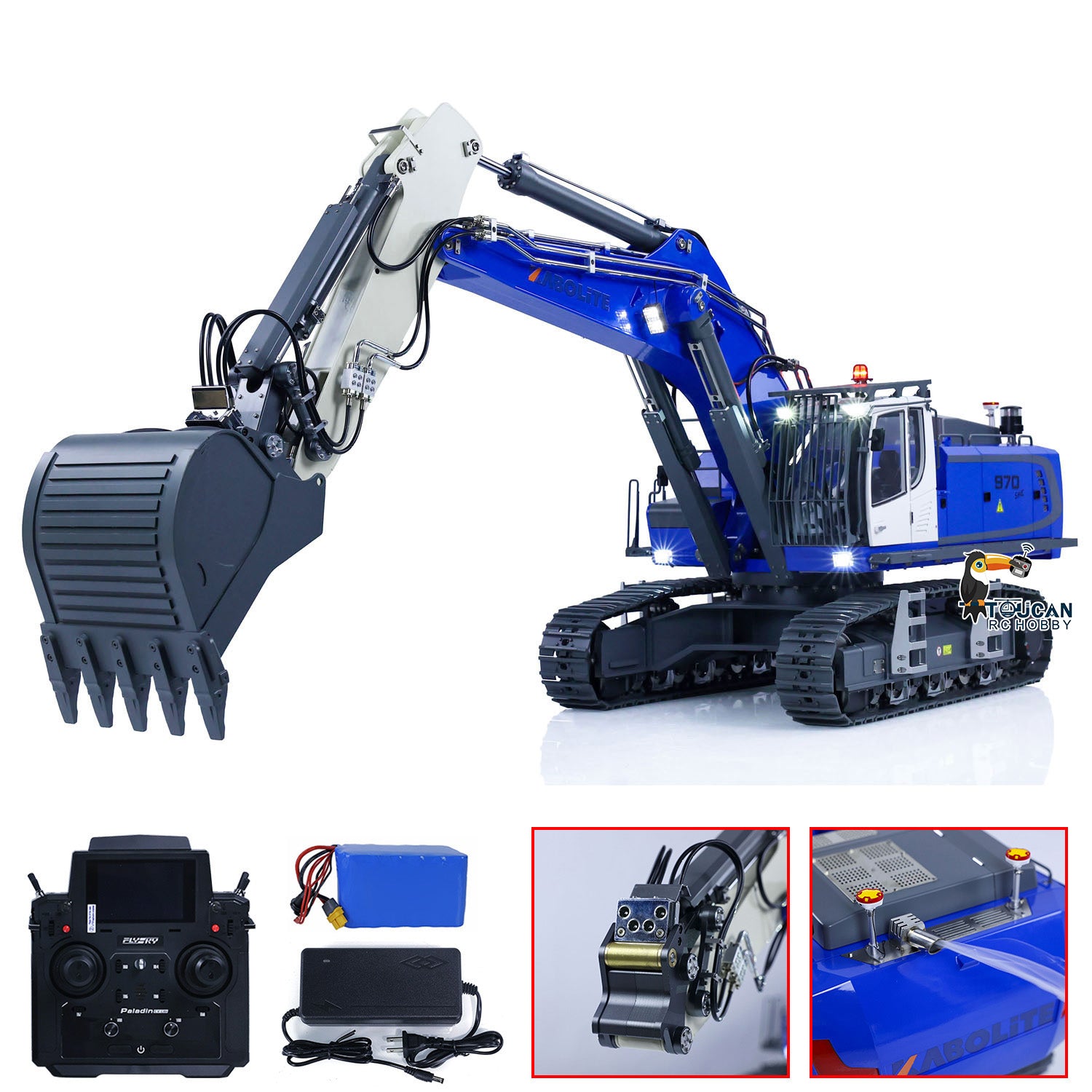 Kabolite K970 100S PRO 1/14 Metal RC Hydraulic Excavator RTR 6CH Valve Digger