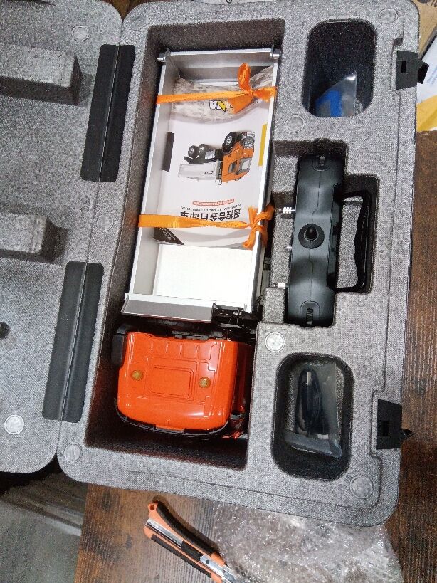 Fast Free Shipping Second Hand US Stock 2.4G 1/14 HUINA 1598 RC Dumper 6*6 Engineering Transport Vehicle Lifting Rod Tipper Car Light Sound Battery Toys