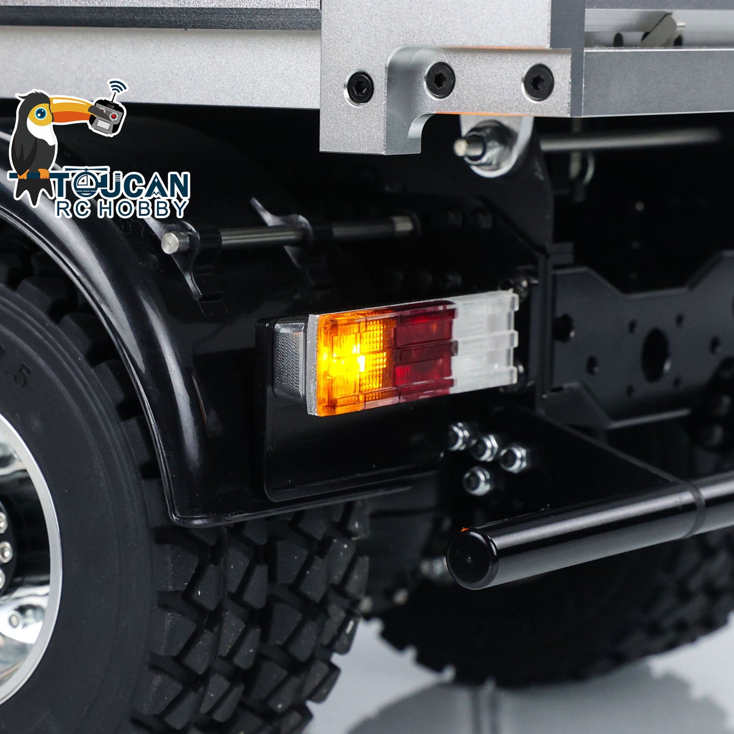 LESU 8x8 all wheel drive dump truck hydraulic red metal cab silver tipper bed light sound equipment
