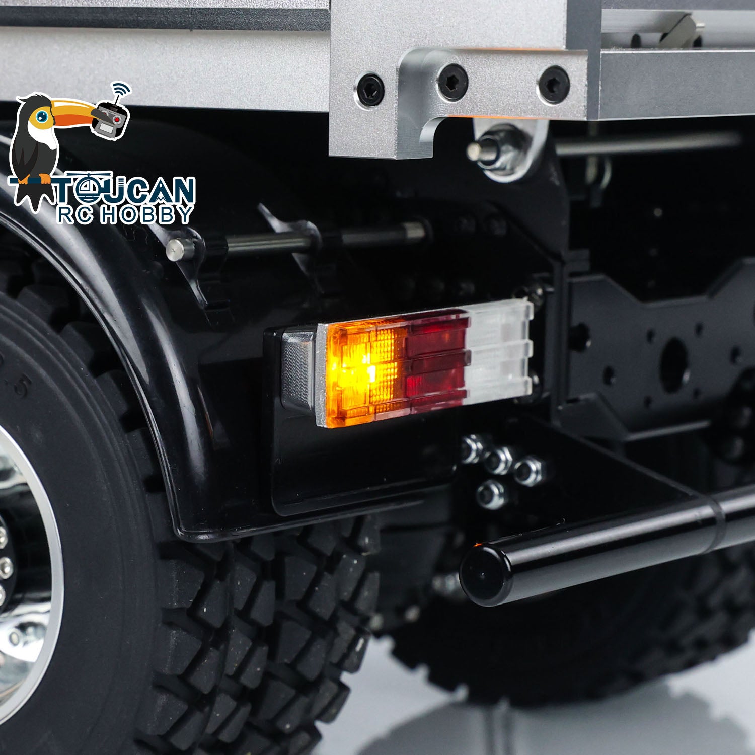 LESU 8x8 all wheel drive dump truck hydraulic red metal cab silver tipper bed light sound equipment
