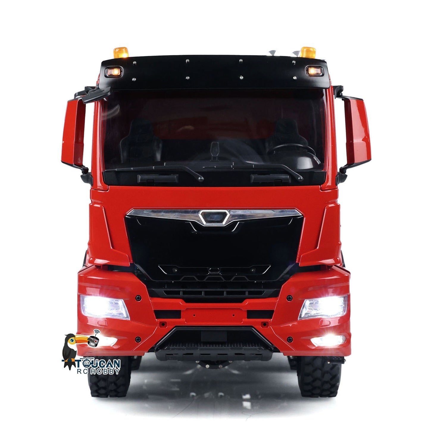 LESU 8x8 rc hydraulic tipping vehicle metal red cab silver factory bed included driver light sound I6s remote
