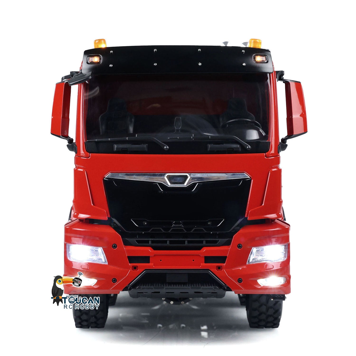 LESU 8x8 rc hydraulic tipping vehicle metal red cab silver factory bed included driver light sound I6s remote
