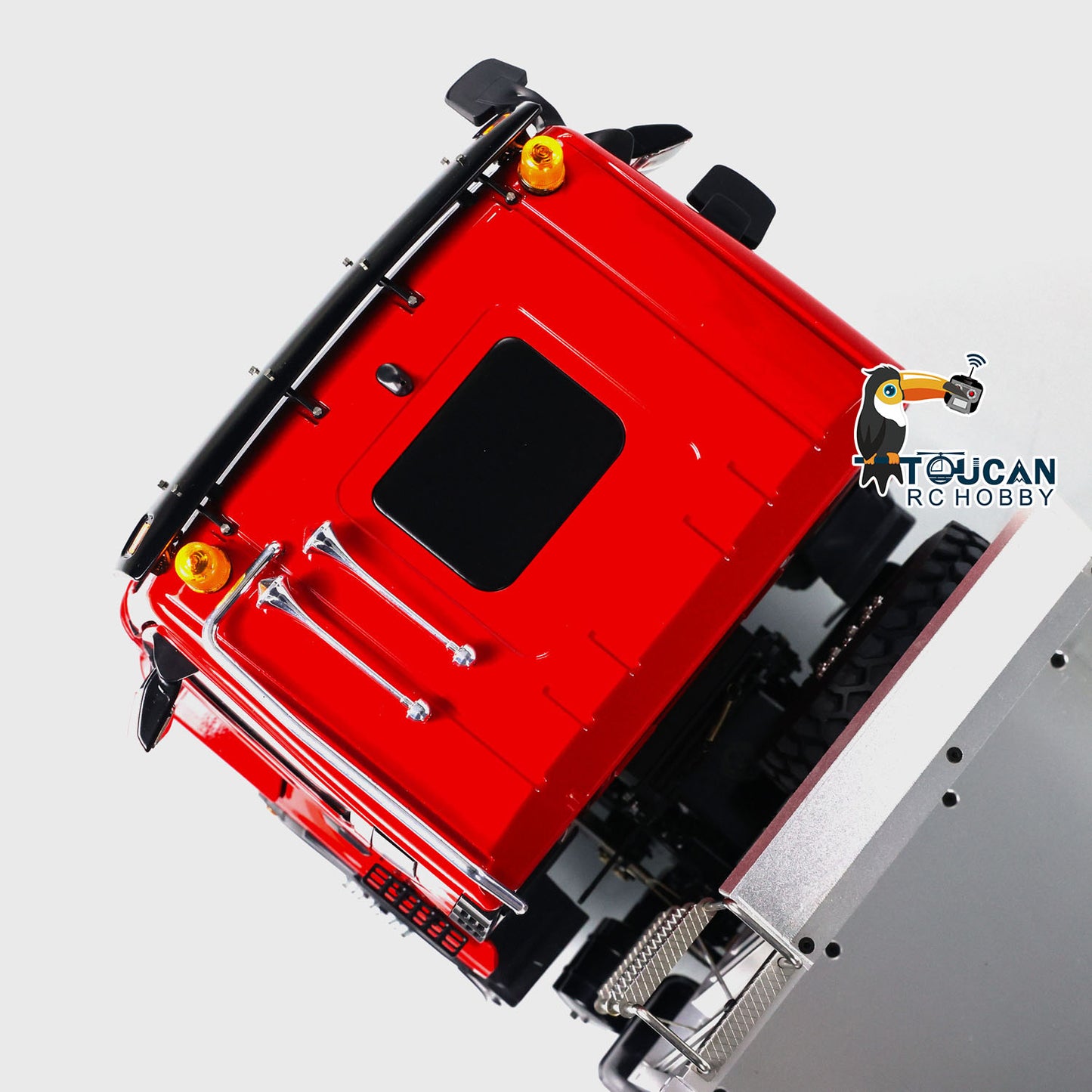 LESU construction tipper 8x8 hydraulic dump truck red metal cab silver bed light sound I6s radio set
