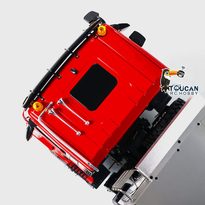 LESU construction tipper 8x8 hydraulic dump truck red metal cab silver bed light sound I6s radio set
