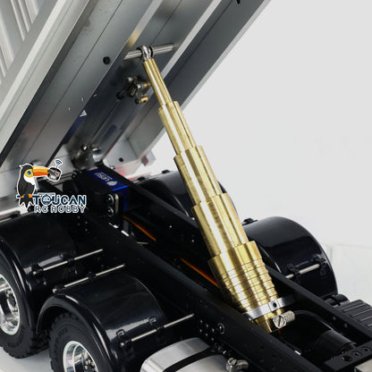 LESU metal cab dump truck 8x8 full drive red toucan finish silver tipper bed light sound module I6s controller
