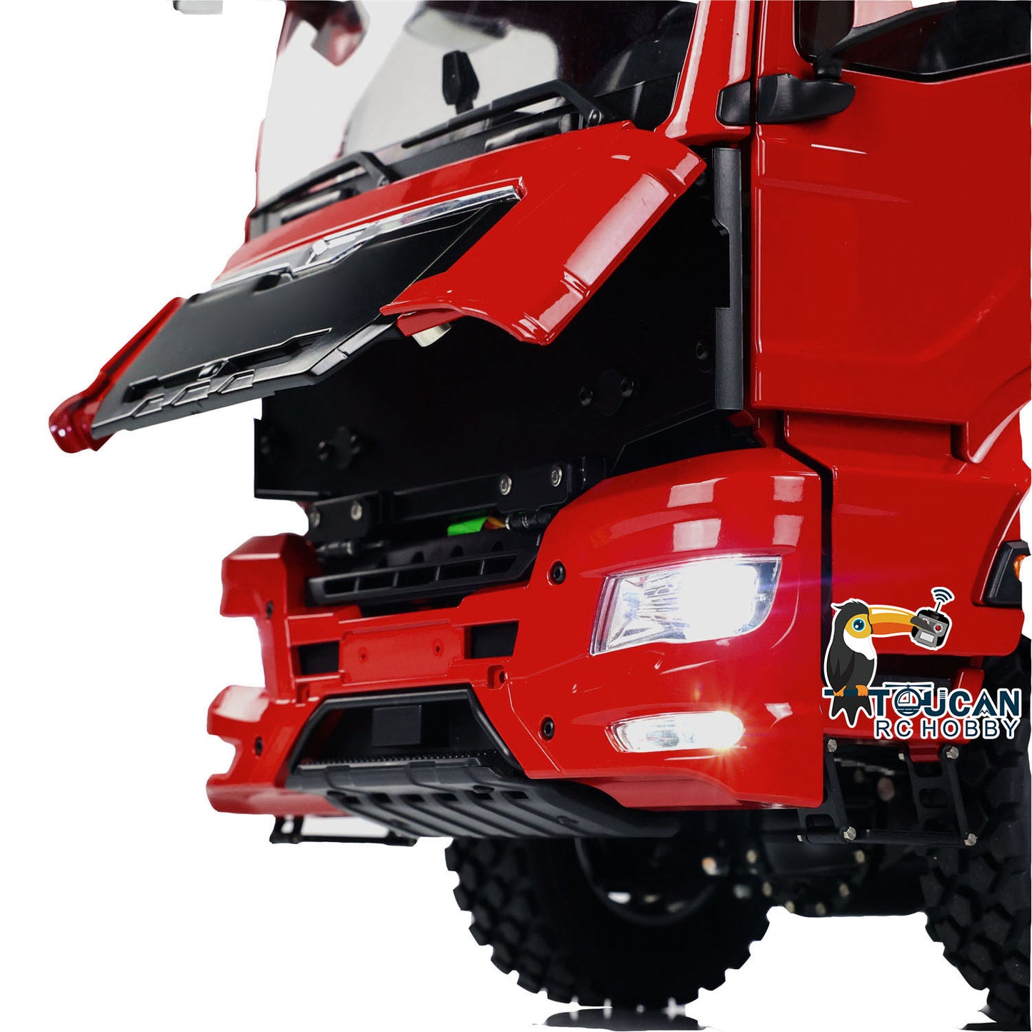 LESU rc tipper dump truck 8x8 red toucan painted metal cab silver bed full RTR light sound I6s package
