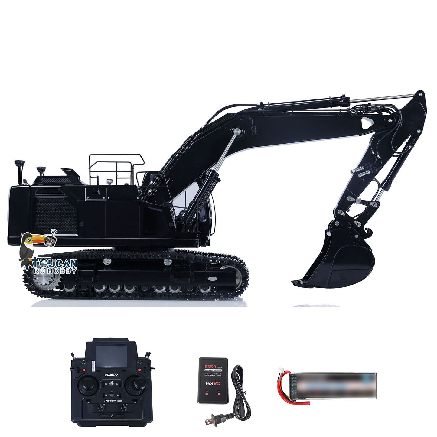 LESU AOUE LR945 1/14 Metal Hydraulic RC Excavator B0016 RTR Tracked Digger 7CH Reversing Valve Light FlySky PL18EV Lite Radio Controller