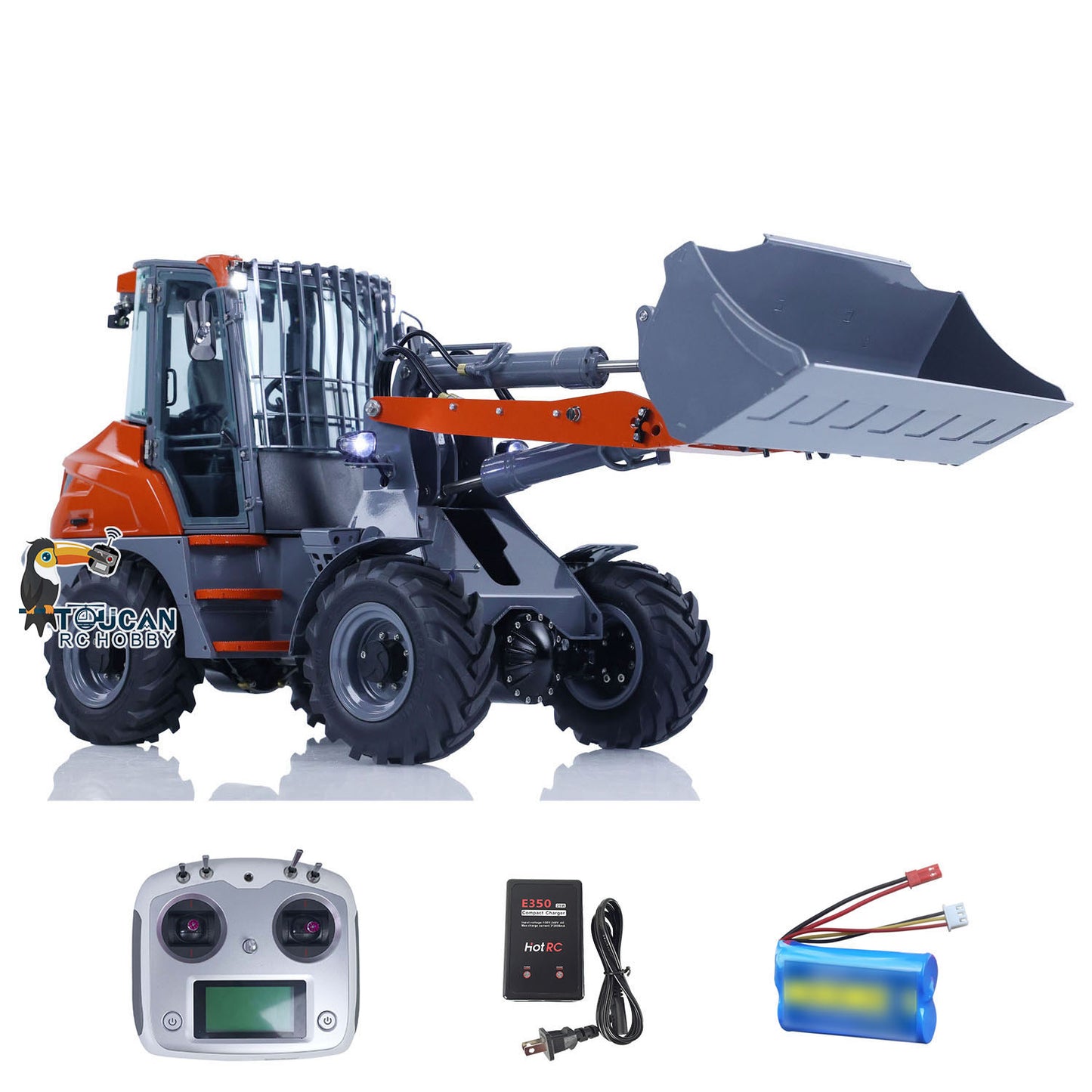 LESU AOUE MCL8 1/14 4X4 Metal Hydraulic RC Wheel Loader A0015 RTR Towing Hook I6S Radio Controller 4 Ways Valve Rear Axle Differential Lock Sound Light System