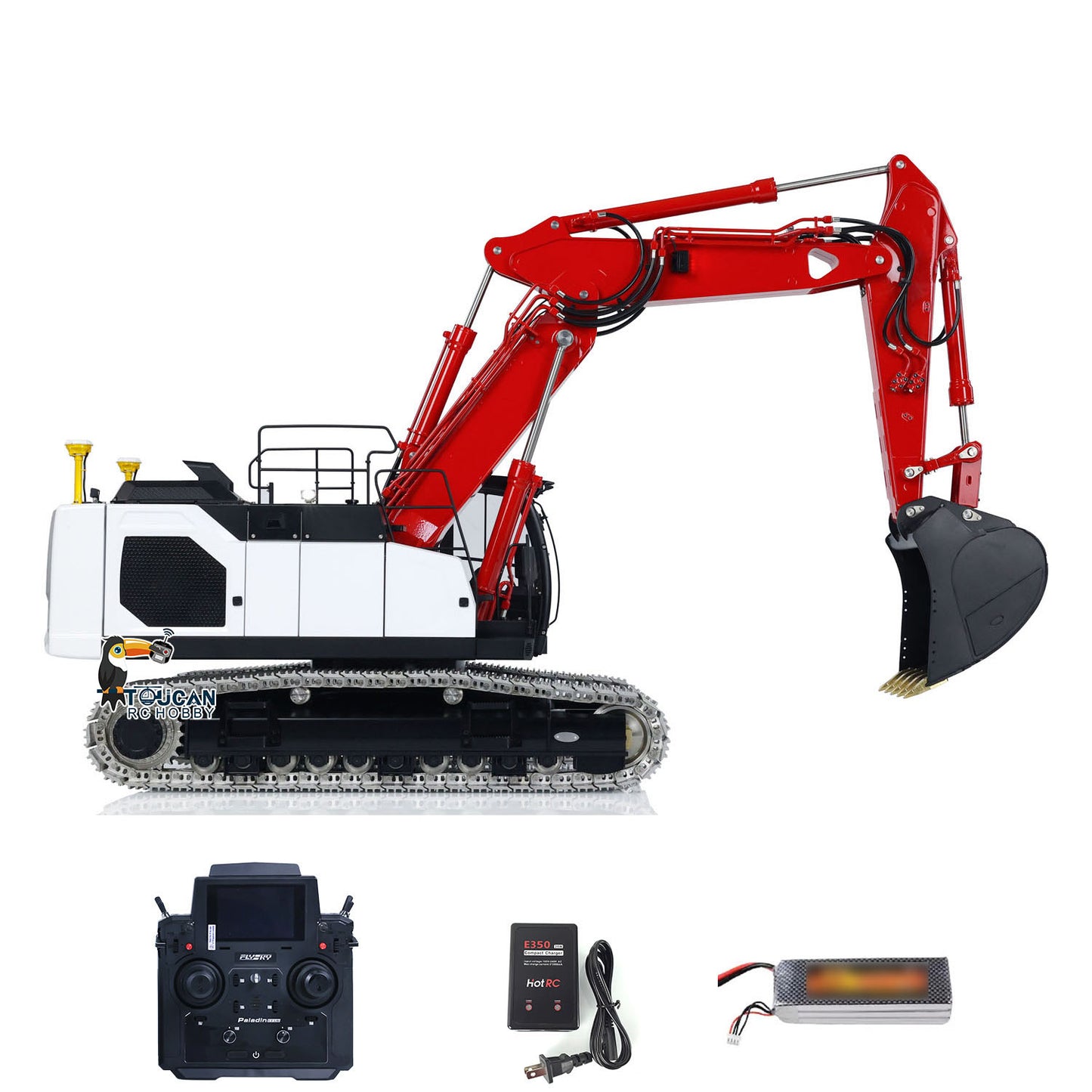 LESU Aoue LR945 1/14 Metal RC Excavator B0017 RTR 7CH Hydraulic Valve 3-Arm Digger PL18EV Lite Remote Controller LED Lights for Hobby Collectors
