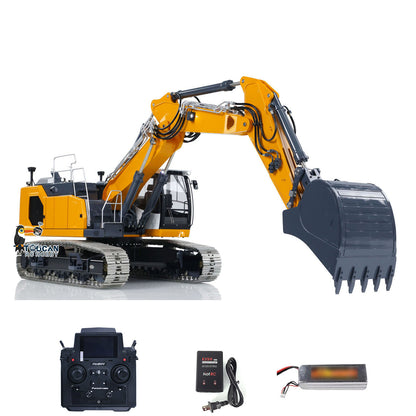 LESU Aoue LR945 1/14 Metal RC Excavator B0017 RTR 7CH Hydraulic Valve 3-Arm Digger PL18EV Lite Remote Controller LED Lights for Hobby Collectors