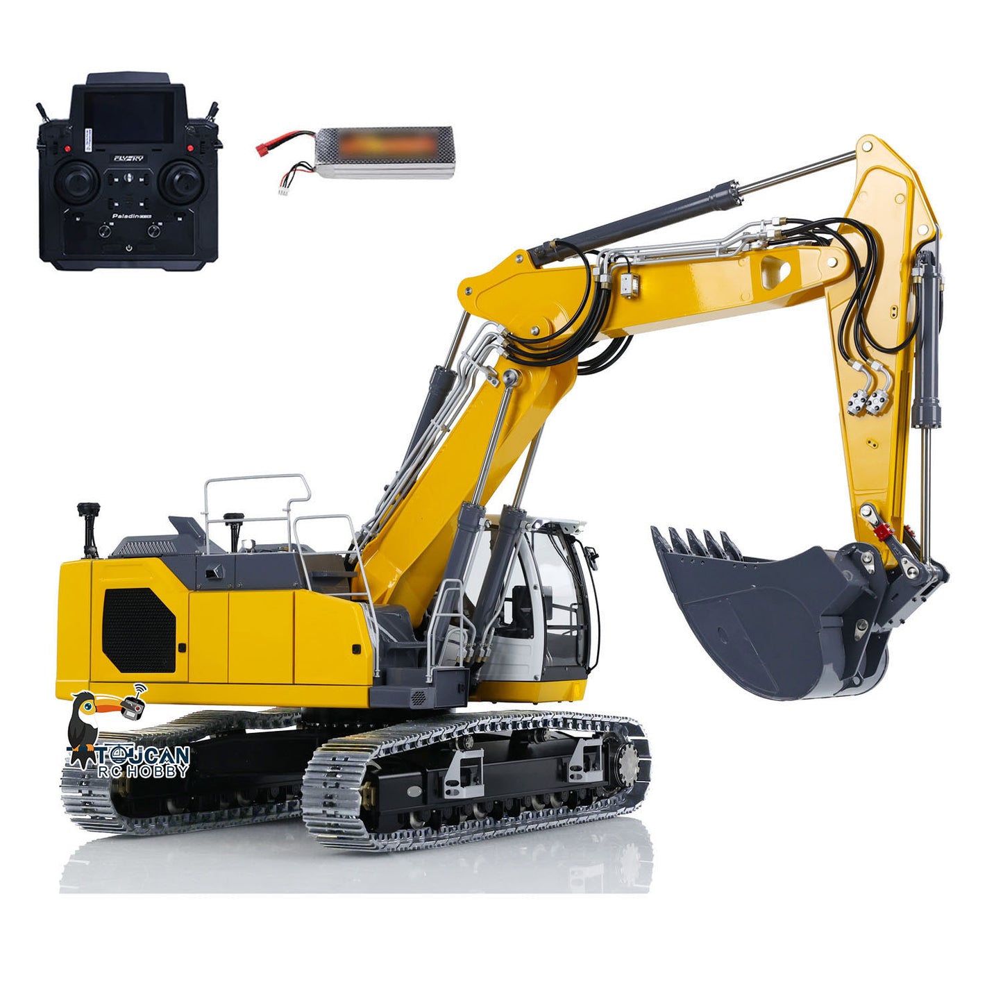 LESU Aoue LR945 1/14 Metal RC Excavator B0017 RTR 7CH Hydraulic Valve 3-Arm Digger PL18EV Lite Remote Controller LED Lights for Hobby Collectors