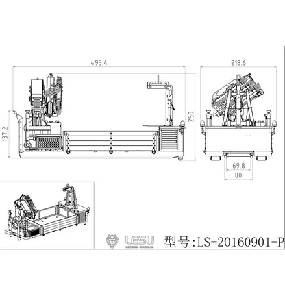 LESU 1/14 Metal Cargo Box Hydraulic Crane with 7CH Valves for Z0031 Z0017 Z0036 Z0016 20160901 8x8 RC Roll On Off Dump Truck Model