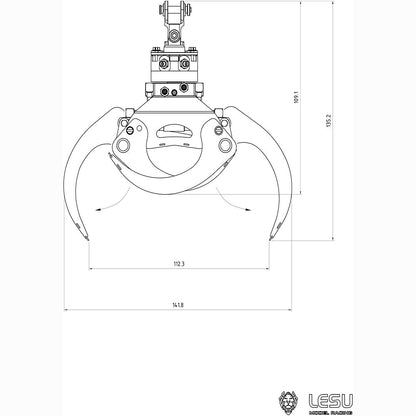 LESU Metal Hydraulic Timber Crane for 1/14 RC Tractor Truck TAMIYA Lorry Wood Hauling Car Simulation Vehicle Hobby Model DIY