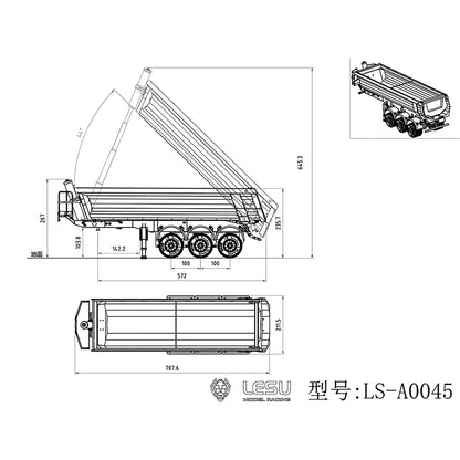 Metal LESU 3Axles 1/14 Hydraulic Dump Trailer A0045 for RC Tractor Truck Vehicle Model DIY TAMIYA Unassembled Unpainted