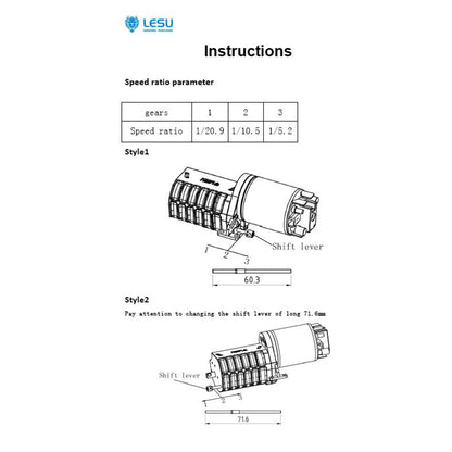 US STOCK LESU 3Grade High Torque Gear Box Transmission A Spare Parts Accessories for Tamiya 1/14 Scale RC Tractor Truck Model DIY