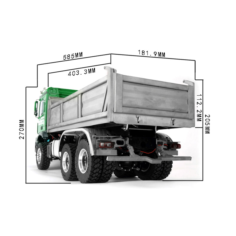 BEST SELLING LESU 1/14 3363 3348 6*6 RC Dump Truck Hydraulic System Valve Pump Metal Cylinder Motor Bcuket W/O Cabin ESC Servo