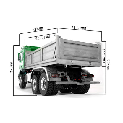 BEST SELLING LESU 1/14 3363 3348 6*6 RC Dump Truck Hydraulic System Valve Pump Metal Cylinder Motor Bcuket W/O Cabin ESC Servo