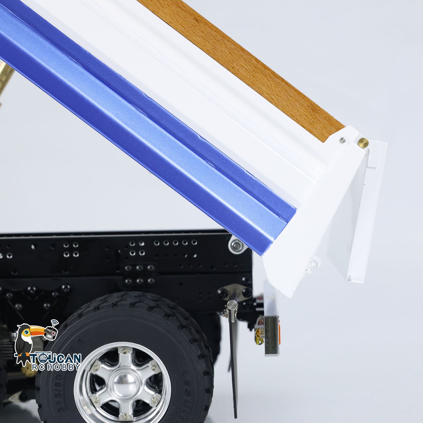 LS Z0039 metal dump bucket matched 6x6 rc tractor truck Toucan blue white appearance
