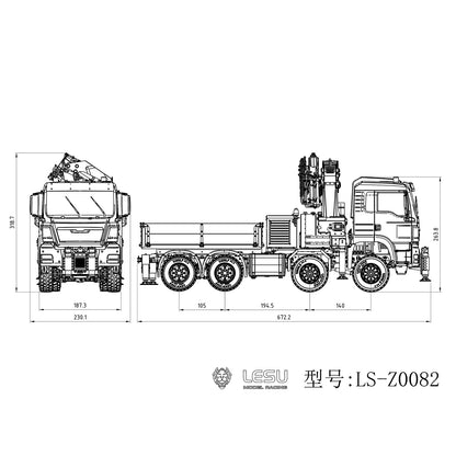 LESU 3363 1/14 8X8/6X6 Metal RC Hydraulic Crane Truck Axles Differential Locks 7CH Valve 6 Outriggers 3-speed Gearbox Light Sound for Adult