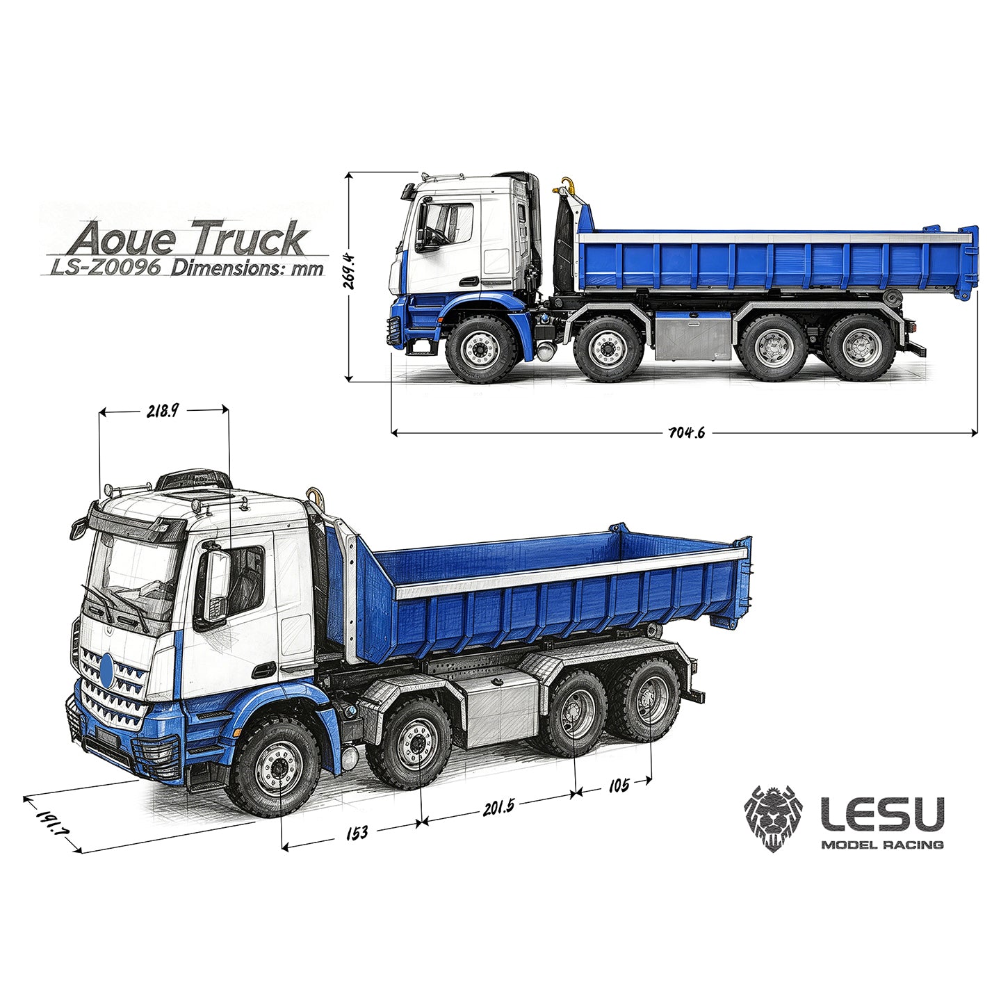 TOUCAN RC HOBBY LESU Z0096 1/14 RC Hydraulic Roll Off Dump Truck with