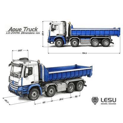 TOUCAN RC HOBBY LESU Z0096 1/14 RC Hydraulic Roll Off Dump Truck with 8x8 Metal Chassis Telescopic Hook Lift 3 Speed Transmission Light Sound