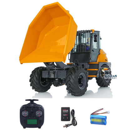 Lesu AOUE 6MDX yellow metal 4x4 articulated rc hydraulic tipper truck with flysky ST8 remote light sound motor esc servo
