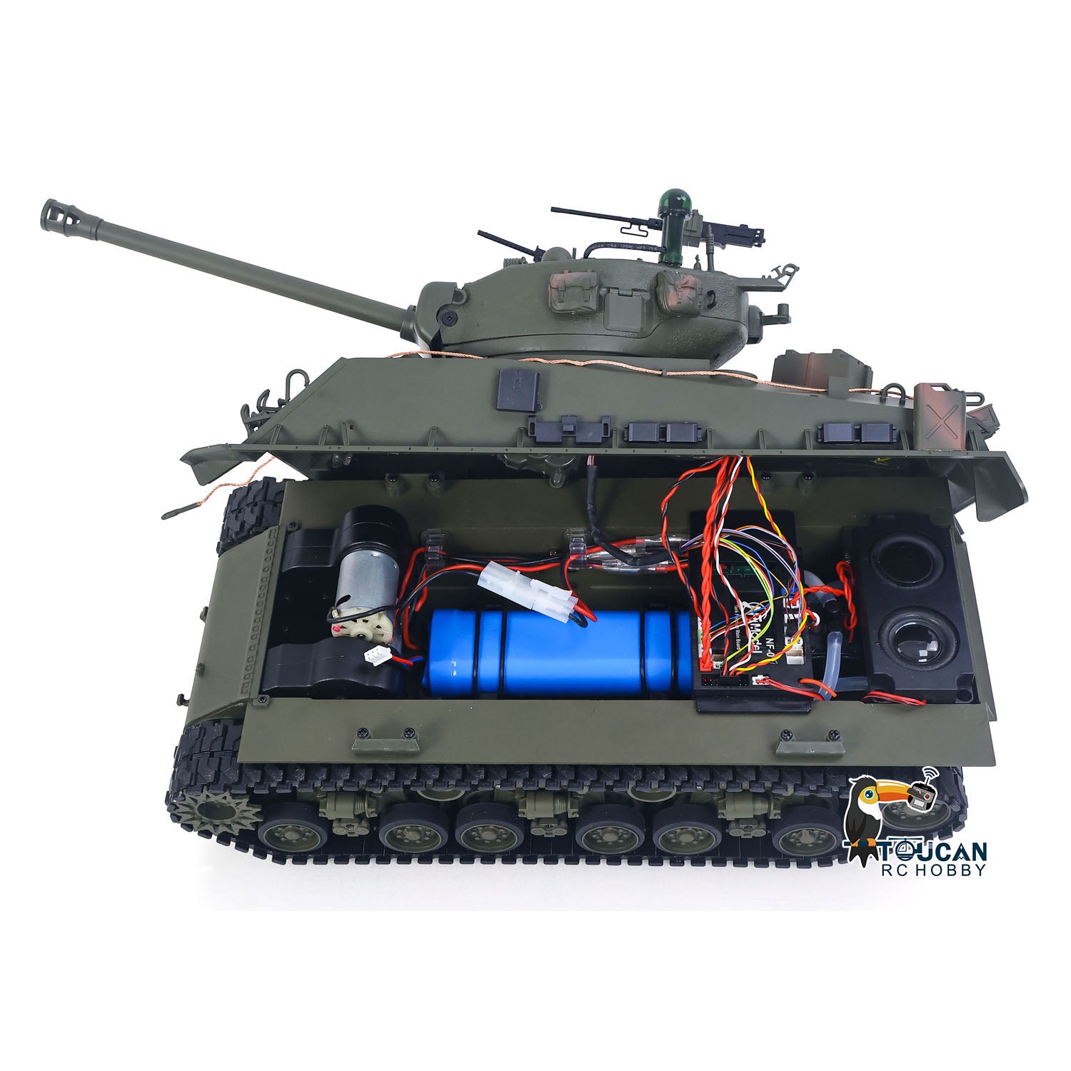 Rc semi metal M4A3 armored tank infrared combat smoke output spring suspension howitzer
