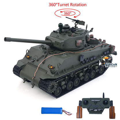 Rc M4A3 military tank with bb bullet shooting smoke output and full rotating turret
