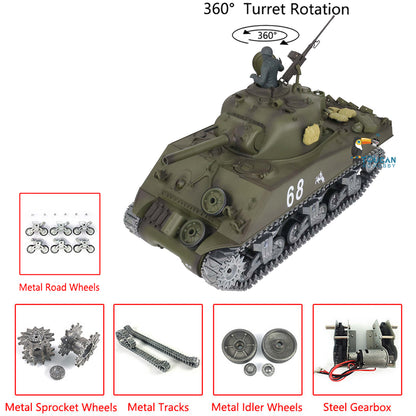 Simulation M4A3 Sherman RC tank fitted with metal road wheels
