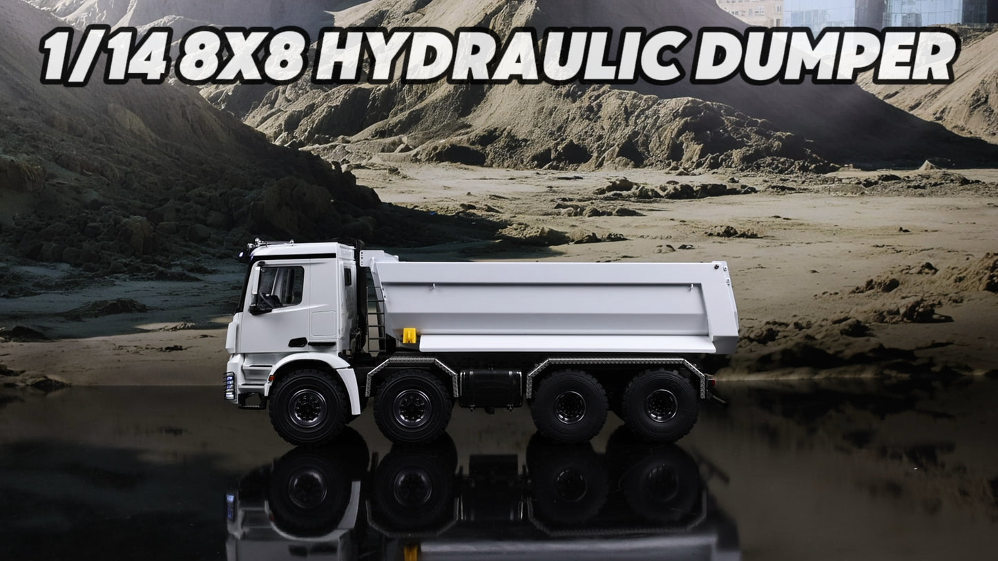 TOUCAN RC HOBBY MODO 3348 1/14 8*8 Metal RC Hydraulic Dump Truck 2Speed Remote Control Tipper Differential Locks Brushless Motor Radio Light Sound