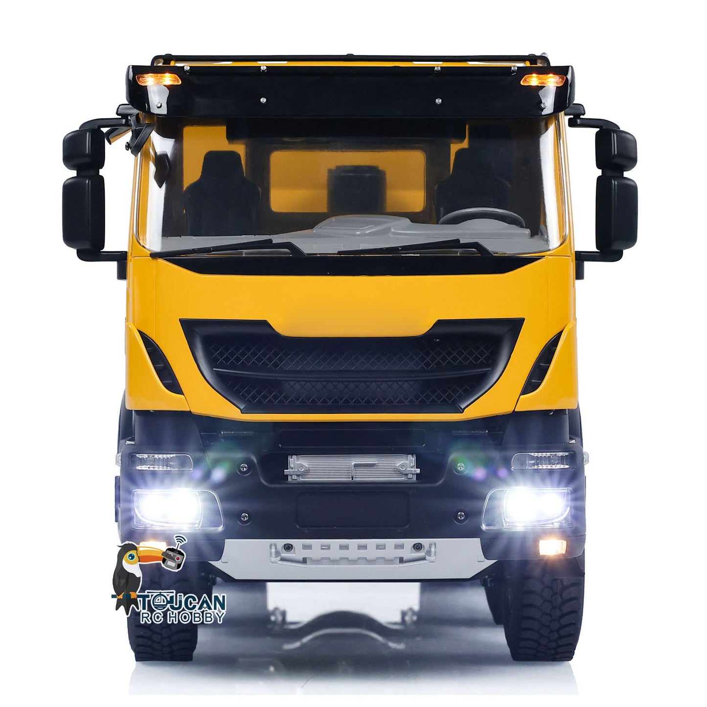 MD ready to run tipper truck featuring yellow cargo bucket
