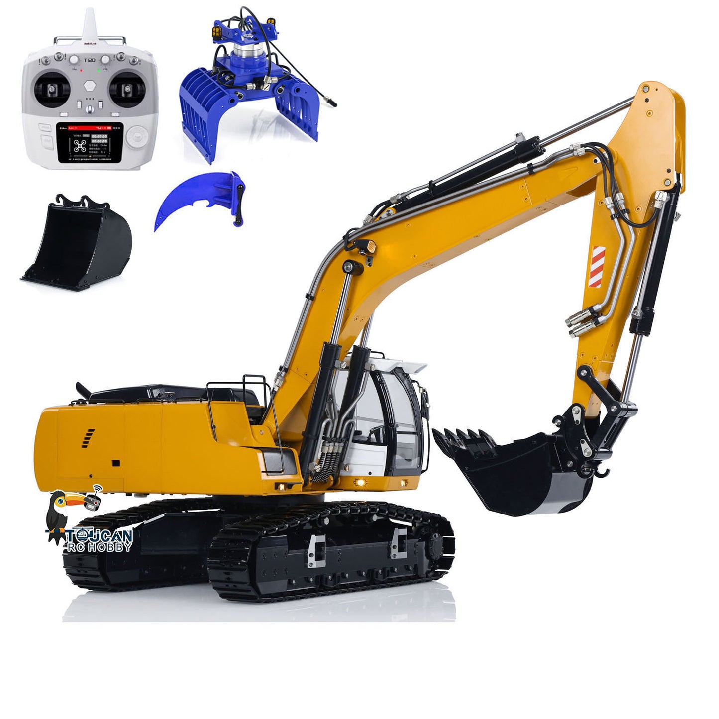 MT Model 946 1/14 Metal RC Hydraulic Excavator 5CH Valve Grab Bucket Ripper